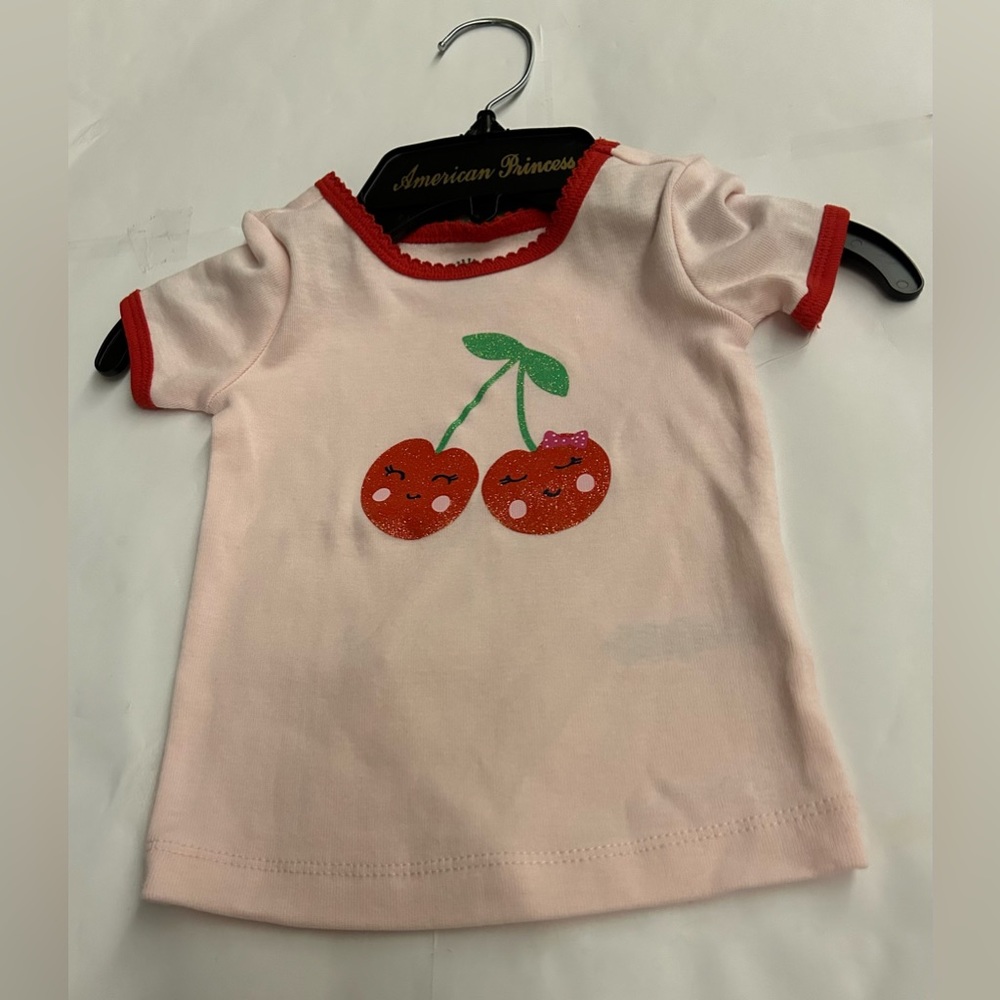 New Little Me 12M Pink Top with Cherries Summer - Picture 10 of 10
